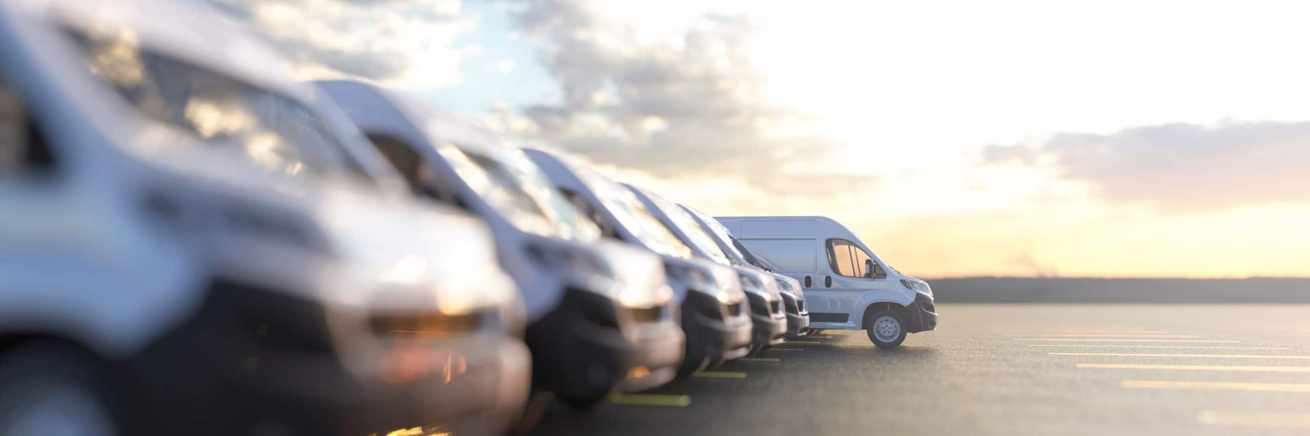 Electric vehicles on a road at sunset